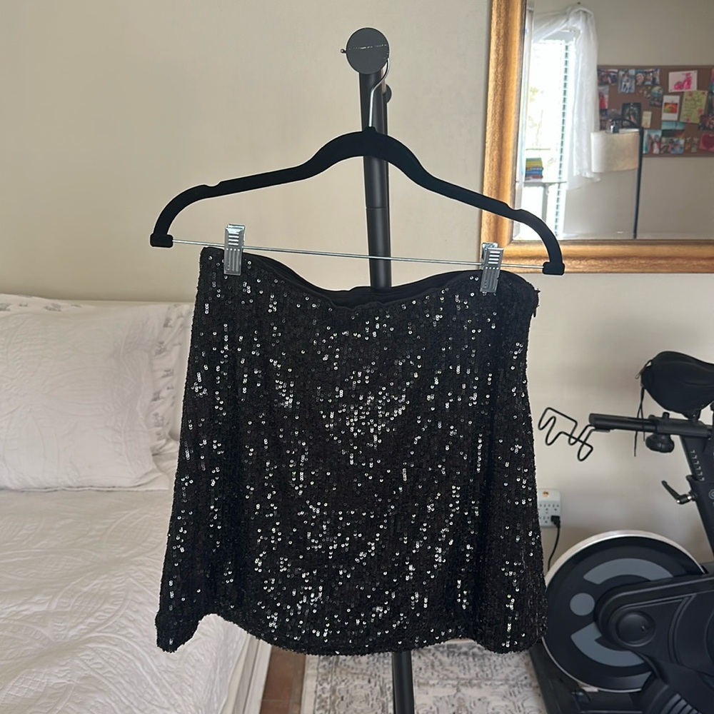 Black Sequin Mini Skirt